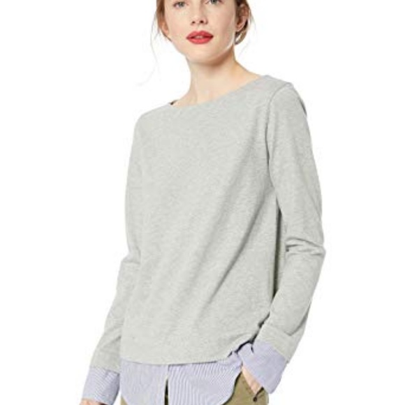 J. Crew Tops - J. Crew Mercantile Cuffed Boatneck Woven Hem Med